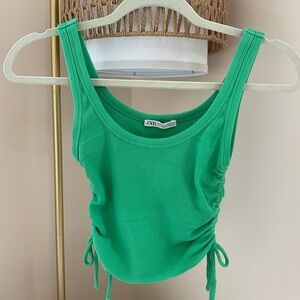 Zara Green Ribbed Tank Top